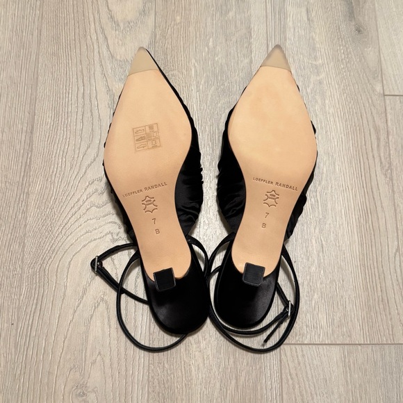Loeffler Randall black satin pointy kitten heel with ankle strap size 7 - Picture 7 of 7